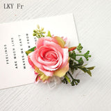 LKY Fr Boutonniere Flowers Corsage Pin Boutonniere Buttonhole Men Wedding Bracelet Bridesmaid Wedding Buttonhole Witness Corsage