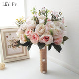 LKY Fr Wedding Bouquet Flowers Marriage Accessories Small Bridal Bouquets Silk Roses Wedding Bouquets for Bridesmaids Decoration