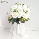 LKY Fr Wedding Bouquet Flowers Marriage Accessories Small Bridal Bouquets Silk Roses Wedding Bouquets for Bridesmaids Decoration