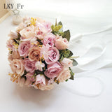 LKY Fr Wedding Bouquet Flowers Marriage Accessories Small Bridal Bouquets Silk Roses Wedding Bouquets for Bridesmaids Decoration
