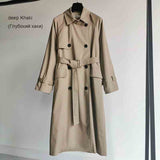 UK Brand new Fashion 2020 Fall /Autumn Casual Double breasted Simple Classic Long Trench coat with belt Chic Female windbreaker - ENSEIGNE DENIS