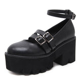 Gdgydh Womens Pump Gothic Shoes Ankle Strap High Chunky Heels Platform Punk Creepers Shoes Female Fashion Buckle Comfortable - ENSEIGNE DENIS