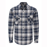 Dioufond Mens Pocket Flannel Plaid Cotton Shirt Long Sleeve Checkered Casual Slim Fit Black Warm Autumn Winter Shirts New