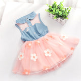 2018 New Summer Dress Children's Clothing Girls Denim Stitching Baby Girl Dresses Party Wedding Children's Mesh Princess Dress - ENSEIGNE DENIS