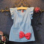 2018 New Summer Dress Children's Clothing Girls Denim Stitching Baby Girl Dresses Party Wedding Children's Mesh Princess Dress - ENSEIGNE DENIS