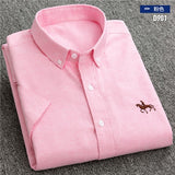 New S to 6xl short sleeve 100% cotton oxford soft comfortable regular fit plus size quality summer business men casual shirts - ENSEIGNE DENIS