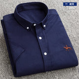 New S to 6xl short sleeve 100% cotton oxford soft comfortable regular fit plus size quality summer business men casual shirts - ENSEIGNE DENIS