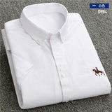 New S to 6xl short sleeve 100% cotton oxford soft comfortable regular fit plus size quality summer business men casual shirts - ENSEIGNE DENIS