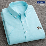 New S to 6xl short sleeve 100% cotton oxford soft comfortable regular fit plus size quality summer business men casual shirts - ENSEIGNE DENIS