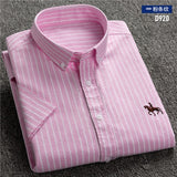 New S to 6xl short sleeve 100% cotton oxford soft comfortable regular fit plus size quality summer business men casual shirts - ENSEIGNE DENIS