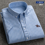 New S to 6xl short sleeve 100% cotton oxford soft comfortable regular fit plus size quality summer business men casual shirts - ENSEIGNE DENIS
