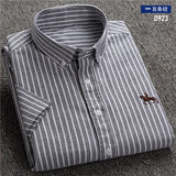 New S to 6xl short sleeve 100% cotton oxford soft comfortable regular fit plus size quality summer business men casual shirts - ENSEIGNE DENIS