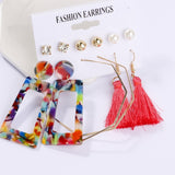 Exknl Women Earrings Set Acrylic Pearl Earrings For Women Bohemian Leopard Tassel Stud Earrings 2020 New Brincos Fashion Jewelry - ENSEIGNE DENIS