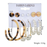 Exknl Women Earrings Set Acrylic Pearl Earrings For Women Bohemian Leopard Tassel Stud Earrings 2020 New Brincos Fashion Jewelry - ENSEIGNE DENIS