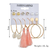Exknl Women Earrings Set Acrylic Pearl Earrings For Women Bohemian Leopard Tassel Stud Earrings 2020 New Brincos Fashion Jewelry - ENSEIGNE DENIS