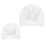 New Mommy And Me Cotton Blend Handmade Hat Women Caps Baby Girls Turban Hats Twist Knot Headwear Hair Accessories