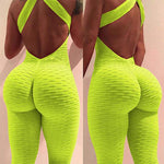 2020 Sexy Halter Women Tracksuit Jumpsuit High Waist Play Suit Slim Sport Backless Top Running Sportswear Pants Push up Jumpsuit