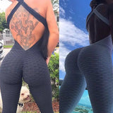 2020 Sexy Halter Women Tracksuit Jumpsuit High Waist Play Suit Slim Sport Backless Top Running Sportswear Pants Push up Jumpsuit