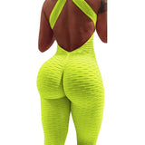 2020 Sexy Halter Women Tracksuit Jumpsuit High Waist Play Suit Slim Sport Backless Top Running Sportswear Pants Push up Jumpsuit