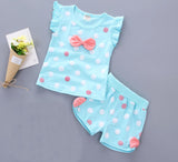 baby girls Summer tank outfits 6m 12m 2T 3T Toddler kids baby girls outfits cotton Tee+Shorts Pants clothes Set polka dot - ENSEIGNE DENIS