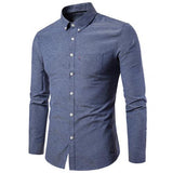 2019 Men Dress Shirt Long Sleeve Slim  Man Shirts Designer High Quality Solid Male Clothing Fit Business Shirts - ENSEIGNE DENIS