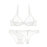 Varsbaby ultra-thin cup mesh lace underwear transparent unlined 1 bra+2 panties bra set for ladies - ENSEIGNE DENIS