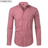 Mens Plaid Cotton Casual Slim Fit Long Sleeve Button Down Dress Shirts 2018 Fashion Men Work Business Brand Shirt Chemise Homme - ENSEIGNE DENIS