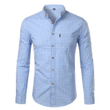 Mens Plaid Cotton Casual Slim Fit Long Sleeve Button Down Dress Shirts 2018 Fashion Men Work Business Brand Shirt Chemise Homme - ENSEIGNE DENIS