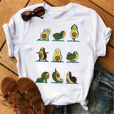 Maycaur New Women T-Shirts Summer Cute Avocado Printed Tops Tees Female T-shirt Short Sleeve White Tshirt for Lady Casual Tops - ENSEIGNE DENIS