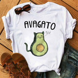 Maycaur New Women T-Shirts Summer Cute Avocado Printed Tops Tees Female T-shirt Short Sleeve White Tshirt for Lady Casual Tops - ENSEIGNE DENIS