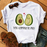 Maycaur New Women T-Shirts Summer Cute Avocado Printed Tops Tees Female T-shirt Short Sleeve White Tshirt for Lady Casual Tops - ENSEIGNE DENIS