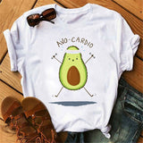 Maycaur New Women T-Shirts Summer Cute Avocado Printed Tops Tees Female T-shirt Short Sleeve White Tshirt for Lady Casual Tops - ENSEIGNE DENIS