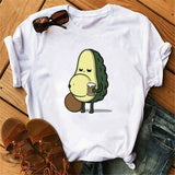 Maycaur New Women T-Shirts Summer Cute Avocado Printed Tops Tees Female T-shirt Short Sleeve White Tshirt for Lady Casual Tops - ENSEIGNE DENIS