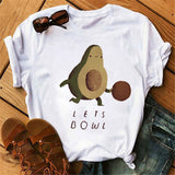 Maycaur New Women T-Shirts Summer Cute Avocado Printed Tops Tees Female T-shirt Short Sleeve White Tshirt for Lady Casual Tops - ENSEIGNE DENIS