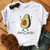Maycaur New Women T-Shirts Summer Cute Avocado Printed Tops Tees Female T-shirt Short Sleeve White Tshirt for Lady Casual Tops - ENSEIGNE DENIS