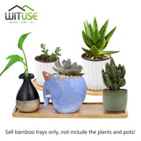 Flower Pots Nursery Planter Bamboo Tray Anti-Fade 14 Style Round Square Minimalism Gardening Supply Simple Rural Style Holder