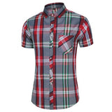 2020 New Fashion Plaid Shirt Men Summer Casual Short Sleeve Shirts Mens Plus Size Beach Hawaiian Tops Blouse Male 5XL 6XL 7XL - ENSEIGNE DENIS