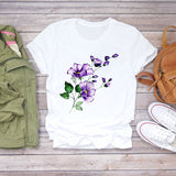 Women Flower Lady Fashion Short Sleeve Aesthetic Clothes Summer Shirt T-shirts Top T Graphic Female Ladies Womens Tee T-Shirt - ENSEIGNE DENIS