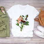 Women Flower Lady Fashion Short Sleeve Aesthetic Clothes Summer Shirt T-shirts Top T Graphic Female Ladies Womens Tee T-Shirt - ENSEIGNE DENIS