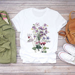 Women Flower Lady Fashion Short Sleeve Aesthetic Clothes Summer Shirt T-shirts Top T Graphic Female Ladies Womens Tee T-Shirt - ENSEIGNE DENIS