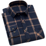 Aoliwen brand men Yellow black Plaid Brushed Long Sleeve Shirt pocket Spring casual men's shirts flannel cotton soft fit