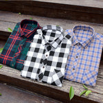 Aoliwen brand men Yellow black Plaid Brushed Long Sleeve Shirt pocket Spring casual men's shirts flannel cotton soft fit