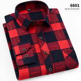 Aoliwen brand men Yellow black Plaid Brushed Long Sleeve Shirt pocket Spring casual men's shirts flannel cotton soft fit