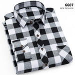 Aoliwen brand men Yellow black Plaid Brushed Long Sleeve Shirt pocket Spring casual men's shirts flannel cotton soft fit