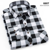 Aoliwen brand men Yellow black Plaid Brushed Long Sleeve Shirt pocket Spring casual men's shirts flannel cotton soft fit