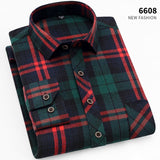 Aoliwen brand men Yellow black Plaid Brushed Long Sleeve Shirt pocket Spring casual men's shirts flannel cotton soft fit