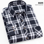 Aoliwen brand men Yellow black Plaid Brushed Long Sleeve Shirt pocket Spring casual men's shirts flannel cotton soft fit