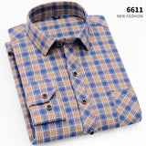 Aoliwen brand men Yellow black Plaid Brushed Long Sleeve Shirt pocket Spring casual men's shirts flannel cotton soft fit