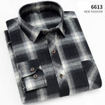 Aoliwen brand men Yellow black Plaid Brushed Long Sleeve Shirt pocket Spring casual men's shirts flannel cotton soft fit