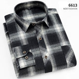 Aoliwen brand men Yellow black Plaid Brushed Long Sleeve Shirt pocket Spring casual men's shirts flannel cotton soft fit